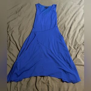 Banana Republic Tank Midi Asymmetric Dress With Belt,blue,sz.0